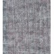 Grey Handmade Vintage Overdyed Turkish Carpet